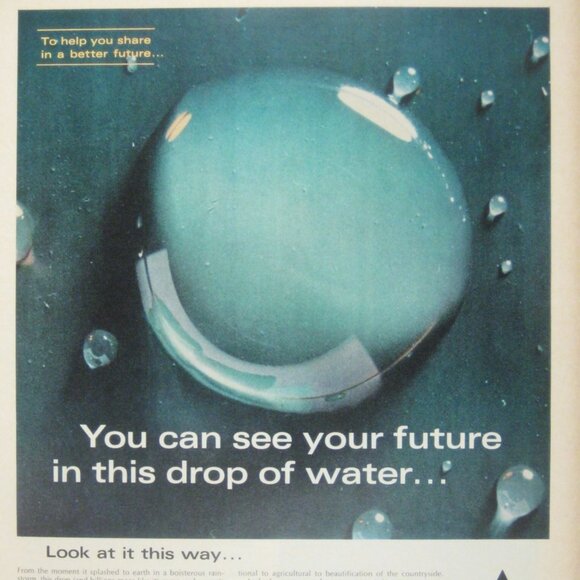 Vintage Allis Chalmers 1960s Print AD You Can See Your Future In Drop Of Water - Picture 2 of 2